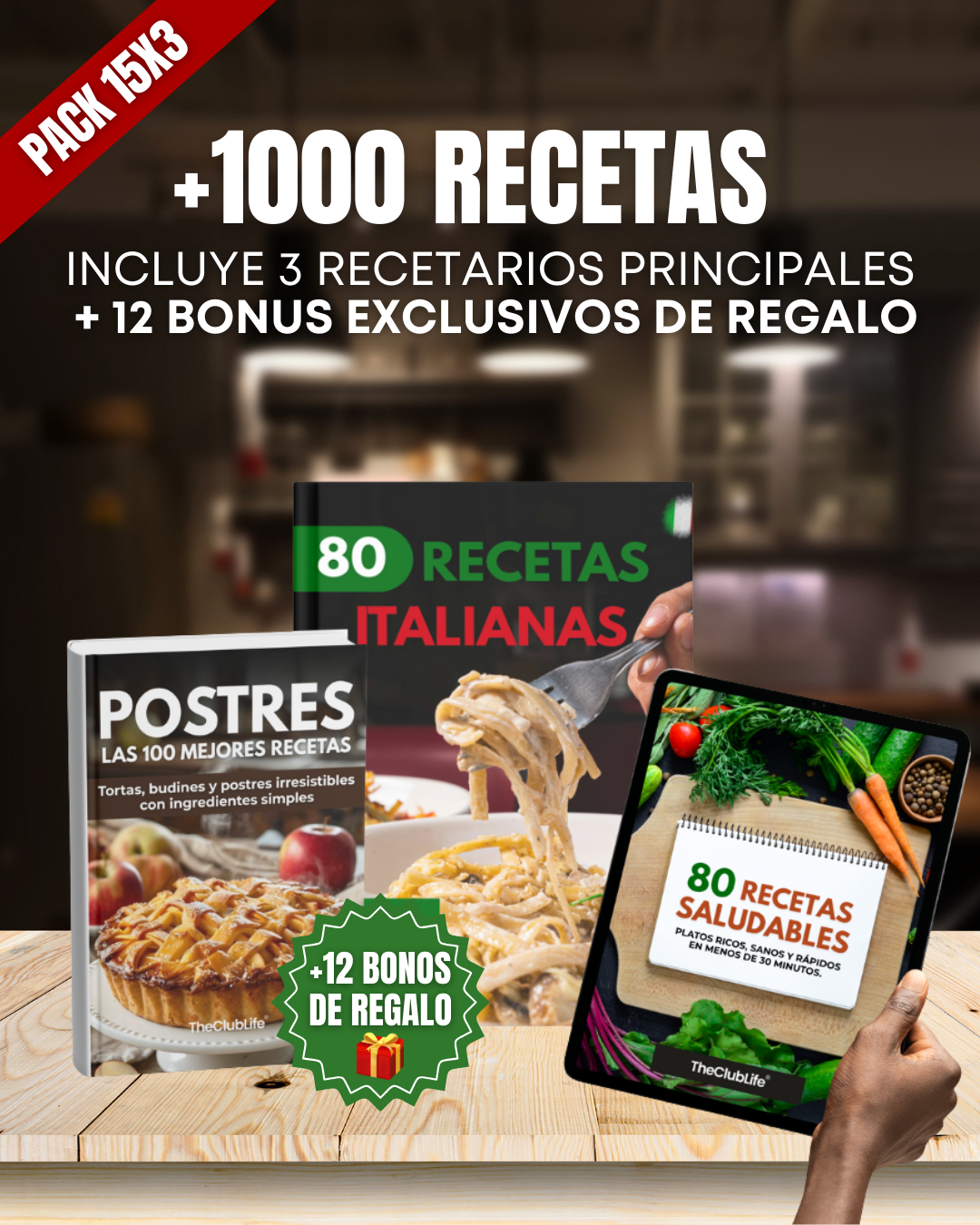 + de 1000 recetas + 12 bonus de regalo 🎁