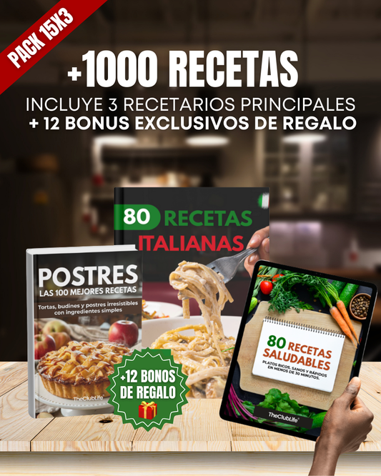 + de 1000 recetas + 12 bonus de regalo 🎁